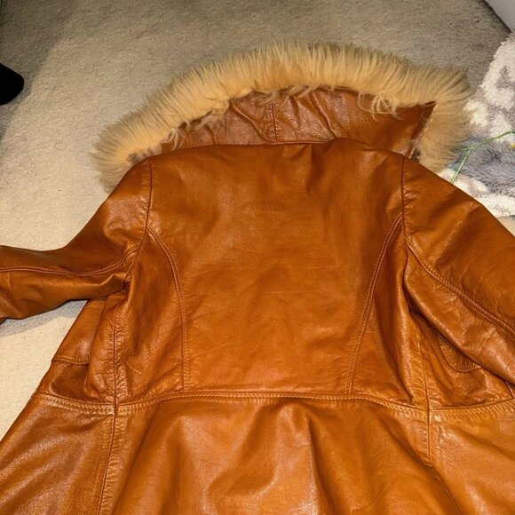 XS/S DAMAGED Genuine Leather Penny Lane Coat -Afghan Style Jacket Coat Vintage - Picture 11 of 11
